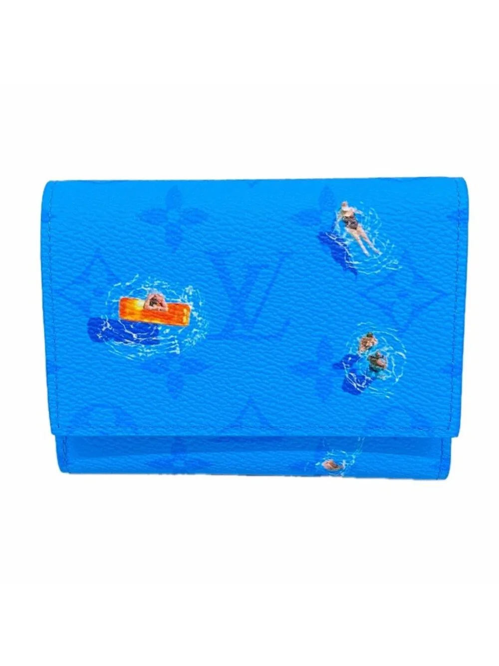 Louis Vuitton Trifold Wallet Monogram Sports Leisure Victor Pool Blue
